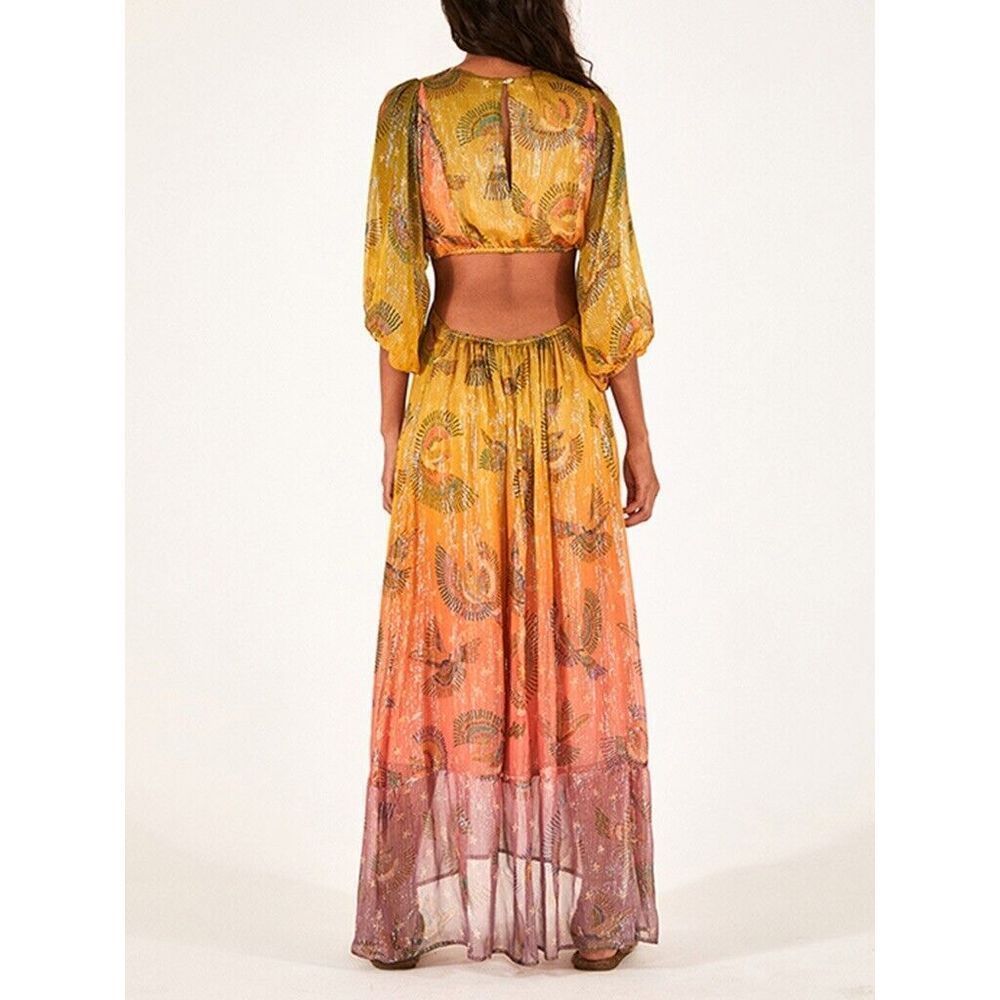 Farm Rio Arara Love Cutout Dress Lurex Rainbow Colorful GG(XL) NEW - Picture 2 of 6